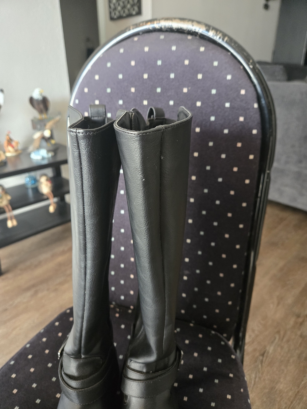 Time and Tru Black Knee-High Riding Boots with Ankle Buckle – Women’s Size 7.5